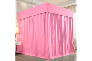 Mengersi Solid Four Corner Post Bed Curtain Canopy Princess Sheer Cover for Girls Boys Kids (Twin, Pink)