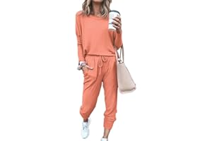 SotRong Women's 2 Piece Long Sleeve Tracksuit Loungewear Set Plus Size Crew Neck Sweatshirt and Drawstring Baggy Jogger Pant