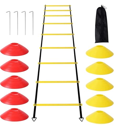 Sport Raised Agility Training Ladder With 6 Collapsible Hurdles - 2.4