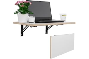 CAWI Mesa plegable de pared estable de madera maciza: ahorra espacio, mesa de cocina plegable y escritorio flotante, mesa plegable de MDF laminado