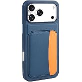 Aksesuarcim Apple iPhone 17 Pro ile Uyumlu Kılıf Silikon Deri G&ouml;r&uuml;n&uuml;ml&uuml; C&uuml;zdan Kartlıklı Darbe Korumalı Yeni Tarz Kapak Laciv