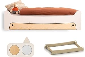 smartwood TILA 10 Cama Infantil 70x160 con somier y cajón - Cama de Madera para niños y niñas - Cama Montessori con somier 160x70 cm - Blanco