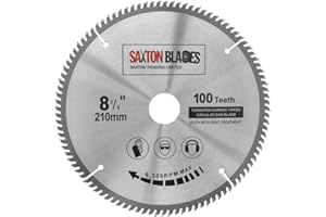 SAXTON BLADES Saxton TCT Circular Fine Cutting Wood Saw Blade 210mm x 30mm x 100T Compatible with Festool Bosch Makita Dewalt