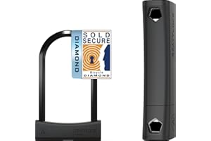 SeatyLock Mason Bike U Lock - Patented Heavy Duty Anti Theft Sold Secure Diamond Rated Bike ULock - High Security Bicycle Lock with Key - D Lock for City Electic or Mountain Bikes and Scooters (22 CM)