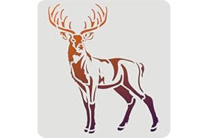 FINGERINSPIRE Pochoirs en plastique motif cerf 30 x 30 cm - Pochoirs carrés pour décoration sur bois, sol, mur, tissu