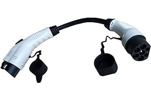 HiEVcar EV Adaptador Tipo 1 a Tipo 2 32A/16A; EV Cables de Carga adaptadores para Tipo 1 Vehículos Eléctricos Recarga de EV Cargodor ; 0.2M EV Cables