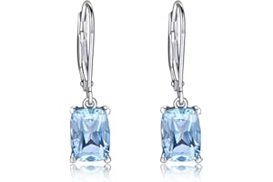 LOKILOKI Genuine 925 Sterling Silver Sky Blue Topaz Drop Earrings Elegant Gemstone Wedding Engagement Jewelry For Women Gifts