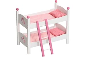 Bayer Chic 2000 - Łóżko piętrowe dla lalek do 48 cm, łóżko dla lalek, meble dla lalek, akcesoria dla lalek, Fiori, białe, różowe, Twin