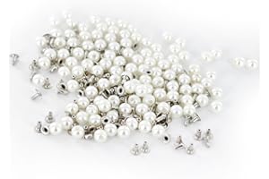 MNIXY Lot de 100 rivets et perles pour bricolage Ivoire