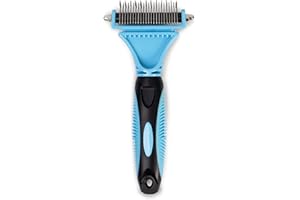 GLÜCKPET Cepillo para Perro, Elimina el Pelo Muerto, Desenreda Nudos, Azul, Certificado CE