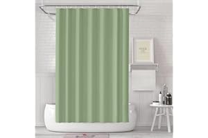 LUKDUNG Zasłona łazienkowa z tworzywa sztucznego, odporna na pleśń, wodoszczelna, nadaje się do prania, 180 x 180 cm, z 12 pierścieniami do zasłony prysznicowej, zielona, 180 x 180 cm