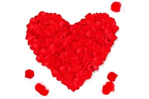 ANMOYIXIA Rosenblätter für Schlafzimmer Rosenblätter Deko Rosenblüten für Hochzeit Künstliche Seidenrosenblüten für Beichte, Jahrestag, Geburtstagsdekoration, Hochzeit mit Blütenblättern (1000, Red)