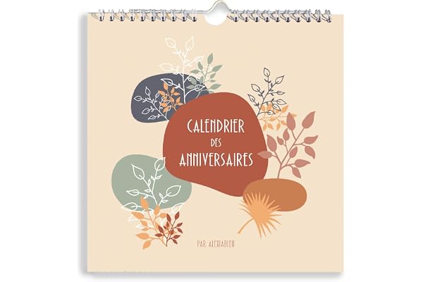 Calendrier Carré des Anniversaires, Mural, Perpétuel, Format 21 x 21 cm