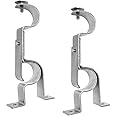 BEEZU Double Curtain Rod Brackets -Silver (set of 2) (Also known as - Double Drapery rod bracket set for Draperies/adjustable double curtain rod bracket) (Silver)