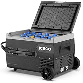 ثلاجة وفريزر ICECO K65S 12/24 فولت 65 لتر تعمل بالبطارية، سلكية، بعجلة ضاغط، خارجية للسيارات