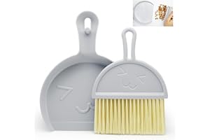 TOPBELIEF Mini Dustpan and Brush, Grey Broom and Dustpan Set, Portable Cleaning Brush and Dustpan Combo, Flexible Lip, Perfect for Dust, Dirt and Crumbs, Ideal for Most Hard Surfaces, Space Saving Design