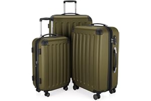 HAUPTSTADTKOFFER - SPREE - Set di 3 valigie, Valigie rigide, Trolley con 4 doppie ruote, Bagaglio da viaggio opaco, Set da viaggio, TSA, (S, M e L), Avocado