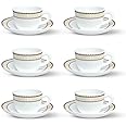 Larah by Borosil Elega Opalware Cup and Saucer Set of 12 Tea/Coffee Cups, 140 ml Each, Microwave & Dishwasher Safe, Bone-Ash Free, Crockery Set Ideal for Daily Use & Gifting, White