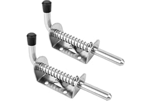 Huayue 2 Stück Federriegel Torriegel Edelstahl 304 Spring Latch Bolzenschrauben Türriegel Federriegel Schnappverschluss Schubriegel Türschlossriegel mit Gummigriff und Feder Silber (12,8 x 4,7 cm)