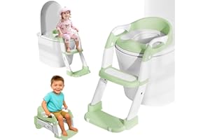 MOMTEND Reducteur Toilette Enfant, 3 en 1 Rehausseur Toilette Enfant avec Marche Réducteurs de Toilettes Propreté Apprentissage Adaptateur Abattant WC Siège WC à Hauteur Réglable, Antidérapant, Pot Amovible
