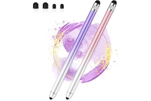 Stylus Pen for Touchscreen, Dual-end High Sensitivity Capacitive Stylus Pen for iPhone/iPad/Android/Samsung/Computer/Tablets, AmberVec Universal Stylists Pens for Touch Screens, 2 Pack-Pink, Purple