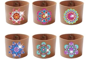 AZURAOKEY 6pcs Diamond Painting Cup Sleeve mit Mandala Strass Tumbler Sleeve Leder Blume Diamant Kreuz DIY Diamant Malerei Kits for Erwachsene und Kinder