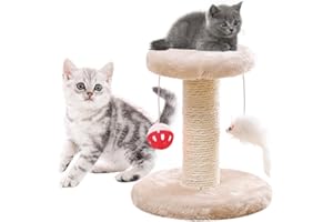 HIQE-FL Drapak dla kotów, kolumna do drapania, drapak dla kota, drzewo dla kota z pluszową platformą, odpowiednie dla małych i średnich kotów