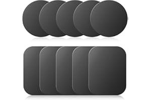 GEEHUA 10 sztuk metalowych płytek samoprzylepnych, magnesy do telefonu komórkowego, 5 prostokątów i 5 okrągłych