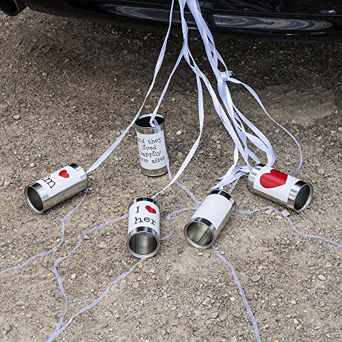 Autoschmuck „Herz mit Blechdosen“ – romantische Autodeko für die Hochzeit mit Aufschrift „Just Married“ … - 5