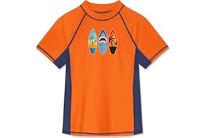 BesserBay Jungen Rashguard Shirt Kurzarm Schwimmshirt Top UV-Shutz UPF 50+ 110-160