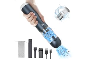 Minthouz Aspirateur à Main Puissant 17000PA, Aspirateur Voiture Portable sans Fil avec Lampe LED, Nettoyeur Compact pour Poils d’Animaux, Maison, Cuisine, Bureau et Auto