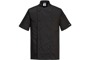 PORTWEST Kochjacke Kent. Farbe: Schwarz. Größe: M.