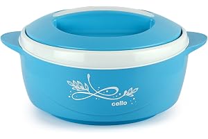 Cello Sapphire Insulated Inner Steel Casserole for Roti, 1250ml, Blue Hot Box for Kitchen Hot Pot for Home Chapati Box Locks in The Cold & Heat for Long Serving Bowl with Lid