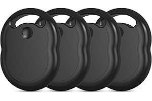 CHZHVAN Air Tags-4 Pack, Key Finder Works with Apple Find My(iOS only), Replaceable Battery, Apple Tag, Bluetooth Locator for Luggage, Cars, Bags, [Apple MFI Certified] Black-4 Pack
