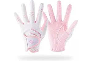 CINGHI LUSSO Kinder-Golfhandschuhe, rosa, Leder, elastischer Stoff, atmungsaktiv, Junior-Golfhandschuh, Links- und Rechtshänder, Golf-Zubehör für Kinder – ein Paar