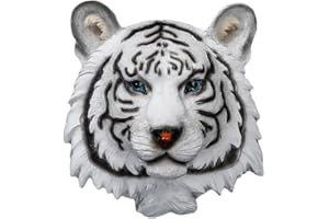 ANSO Animal Head Resin Wall Hanging Statues Bar Coffee House Figurine Sculpture Ornament Decor (White Tiger)