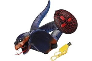 PERFECLAN Serpent Télécommandé à Capteur Intelligent, RC Réaliste Avec Langue Rétractable et Queue Oscillante, Jouet Effrayant électrique USB Pour Noël, Bleu