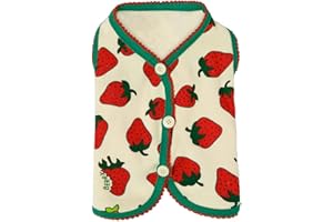 FUNAT Welpen Strickweste, Sommer-Hundeweste, Katze Sommer Erdbeere Dünne Hemd Weste, Niedliche Cartoon-Sommerweste für Katzen und kleine Hunde