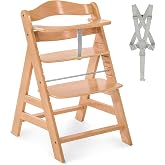 hauck Alpha Plus Evolutionary High Chair FSC Certified Beech Wood | High Chairs for Babies from 6 Months to 90 kg - Includes