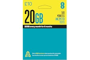 EE PAYG £10 Data Sim Includes £10 pre-paid credit, 20GB Data, 500 Minutes and Unlimited Texts (EE £10-20GB)