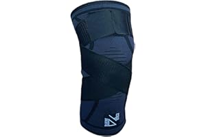 DANRAW PRO Knee Compression Sleeve with Velcro Strap Fastener Supportive Brace Joint Stability for Weightlifting, CrossFit, Squats, Durable Neoprene Material for Optimal Performance (1, Black/Grey, Medium)