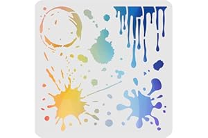 FINGERINSPIRE - Stencil decorativi, 30 x 30 cm, stencil quadrati in plastica, stencil riutilizzabili per dipingere e disegnare su legno, pavimenti, pareti e tessuto, motivo: schizzi e macchie