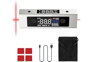XUNTOP Rapporteur d'Angle Numérique Inclinomètre Dual Laser Niveau à Bulle Dual Axis Level Box avec Double Écran LCD Interface Type-C pour Travail du Bois Construction Décoration Bricolage