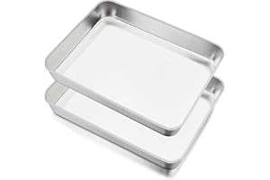 Joyfair Baking Tray Set of 2, Stainless Steel Baking Sheet Pans, Deep Cake Tins/Rectangle Bakeware for Cake Brownie Lasagna Casserole, 31x24x5cm, Heavy Duty, Matte Finish& Dishwasher Safe