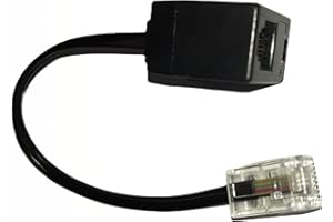 Dadusto 1 Stück Elektro Reduzier-Adapter von RJ45(8p4c) Stecker auf RJ11(6p4c)-Buchse/Kabel: 4-adrig flach und schwarz/Länge 0,15 m