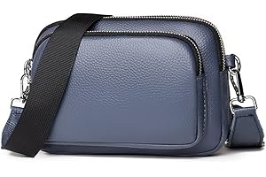 TIAASTAP Damska torba na ramię z prawdziwej skóry, damska torebka na telefon komórkowy do zawieszenia, mała nowoczesna torba z szerokim paskiem na ramię i 3 przegródkami