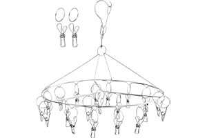 Qualsen Edelstahl Sockenhalter & Mini Wäschetrockner - Camping Wäscheständer mit 20 Wäscheklammern