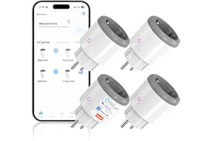 Oblinple Presa Smart WiFi Presa Intelligente 16A Smart Plug con Monitoraggio energetico Controllo Vocale e Remoto App Timer Presa Elettrica Compatibile con Alexa e Google Home (4, biancastro)