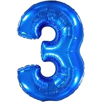 Ballon Chiffre 3 En Aluminium 101 Cm – Anniversaire Déco Bleu