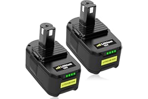 Batería para Ryobi 18V 5,5Ah 2 Piezas Exemoro RB18L50 RB18L40 RB18L25 RB18L15 P108 P107 P105 P104 para Ryobi con LED (Rojo)